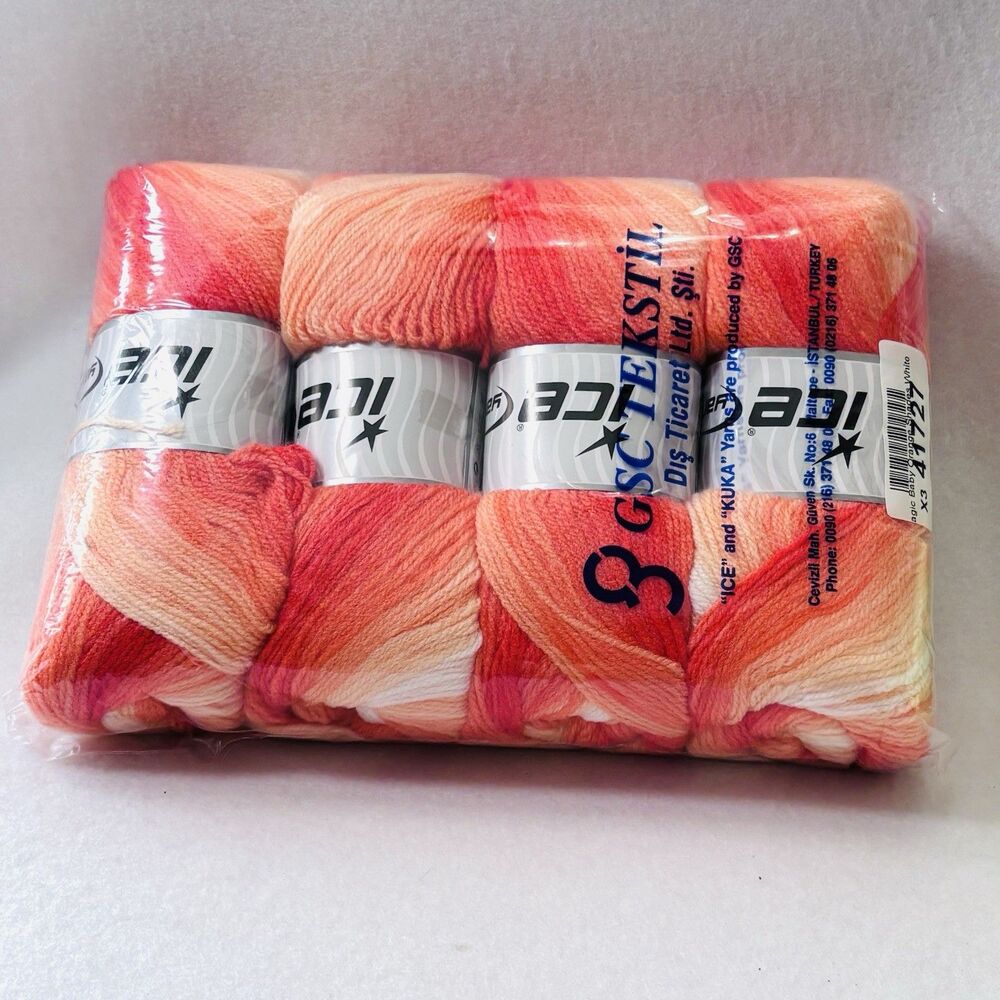 4 Skeins 100 gr ICE YARN Magic Baby 41727 Orange Shades And White